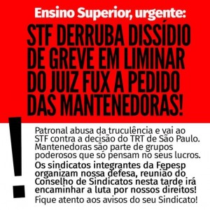STF DERRUBA DISSÍDIO DO ENSINO SUPERIUOR